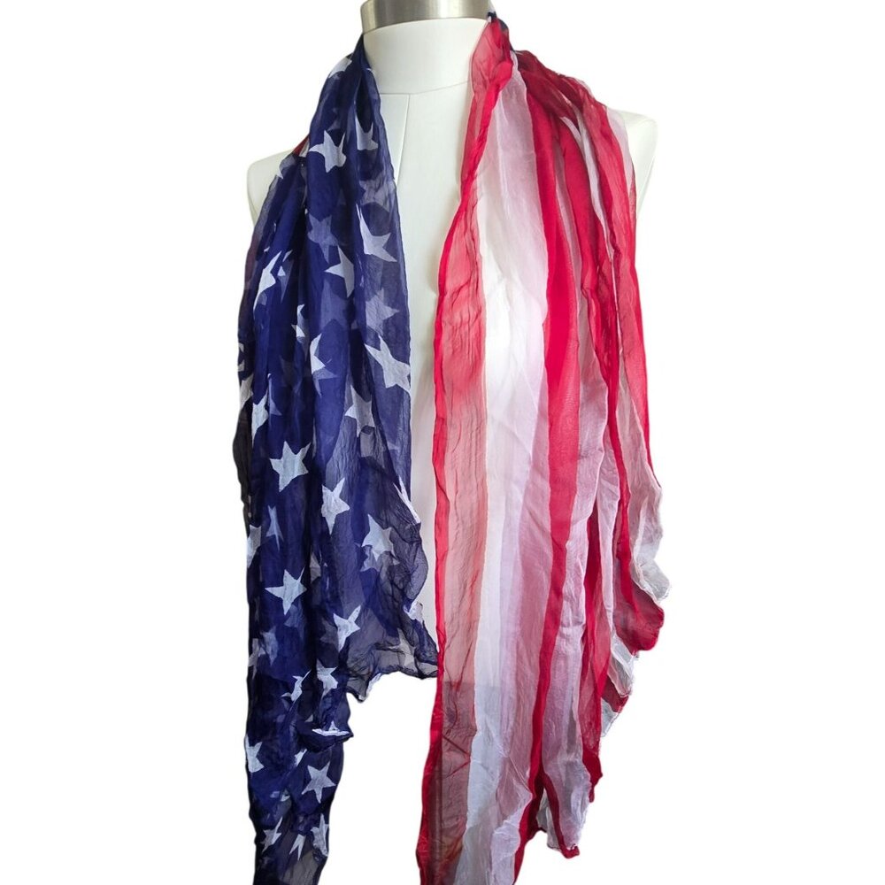 American Flag Scarf Lightweight Patriotic With Stars & Stripes Design CM2008